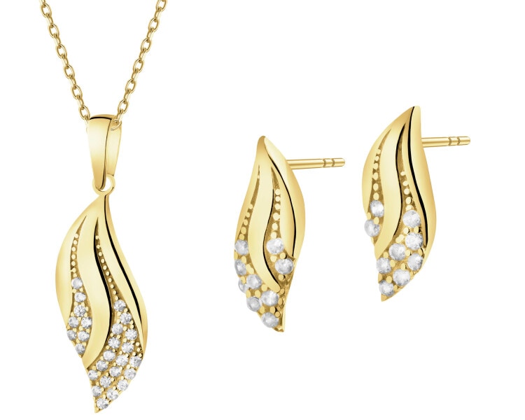 14 K Yellow Gold Set with Cubic Zirconia