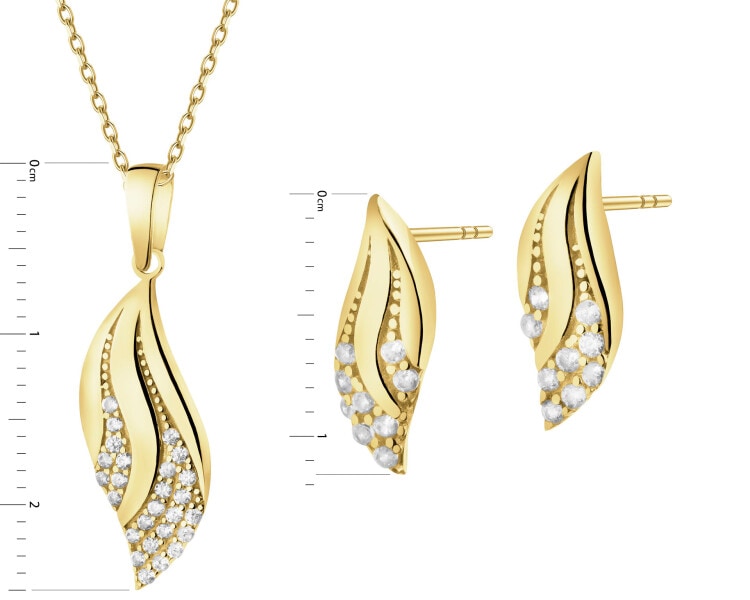 14 K Yellow Gold Set with Cubic Zirconia