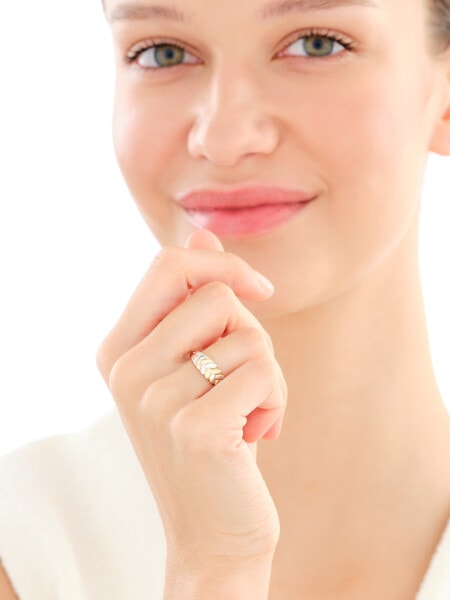 14 K Rhodium-Plated Yellow Gold Band Ring