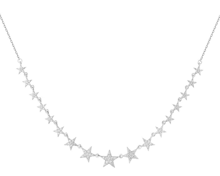 Naszyjnik srebrny z cyrkoniami - gwiazdy