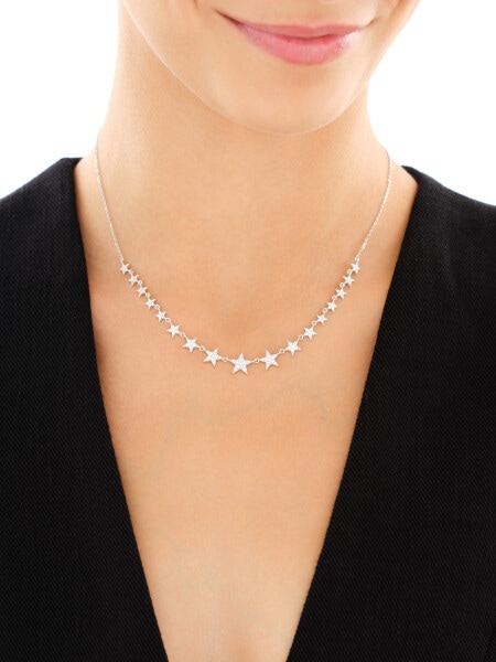 Naszyjnik srebrny z cyrkoniami - gwiazdy