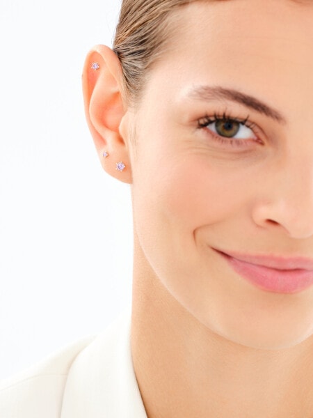 Zestaw trzech złotych kolczyków z cyrkoniami