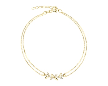 Zlatý náramek se zirkony - listy