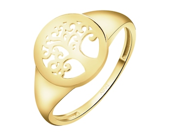 Złoty pierścionek - sygnet - drzewko