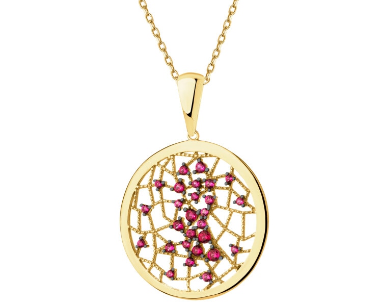 333 Yellow Gold/Black Rhodium Pendant with Cubic Zirconia