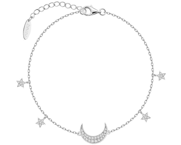 Rhodium Plated Silver Bracelet with Cubic Zirconia