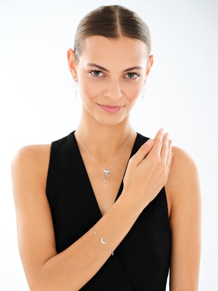 Rhodium Plated Silver Bracelet with Cubic Zirconia