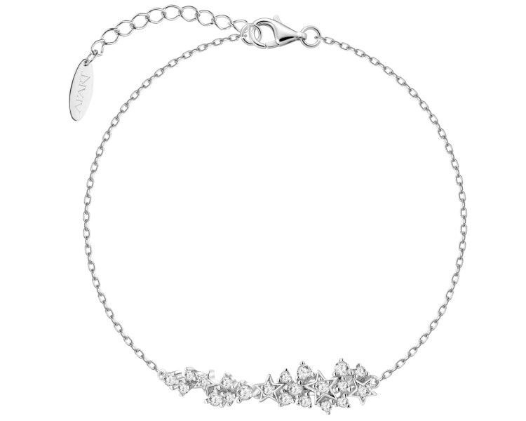 Rhodium Plated Silver Bracelet with Cubic Zirconia