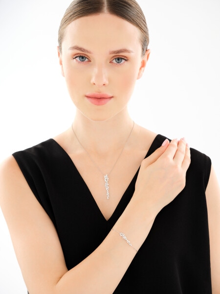 Rhodium Plated Silver Bracelet with Cubic Zirconia