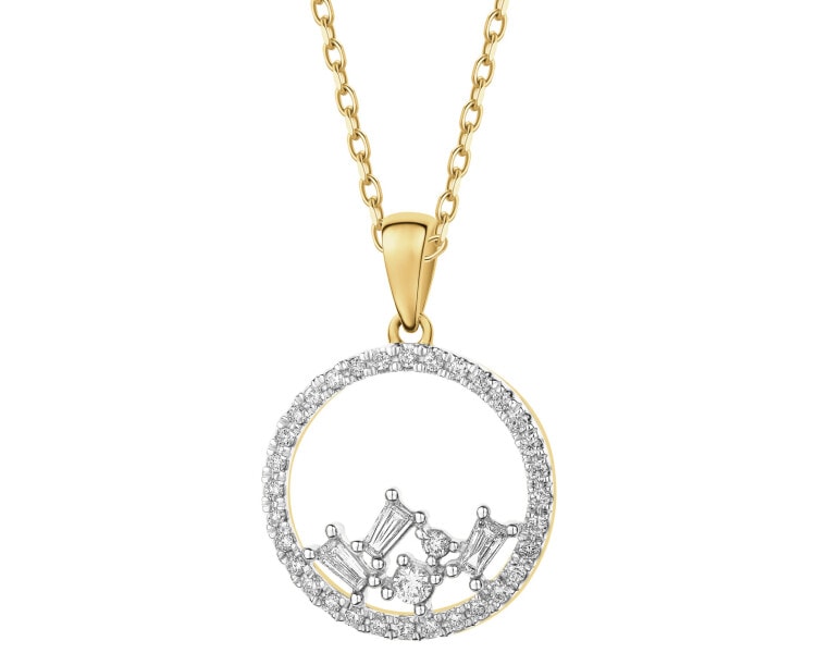 Zawieszka z żółtego złota z diamentami - koło - 0,24 ct - próba 585
