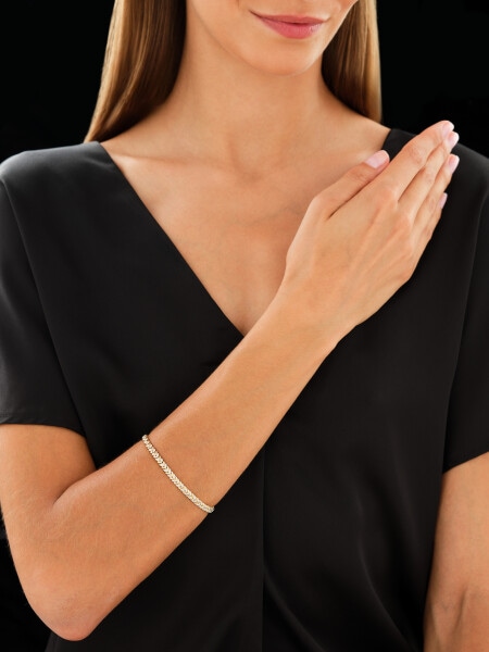 14 K Rhodium-Plated Yellow Gold Bracelet with Diamonds - 0,47 ct - fineness 14 K