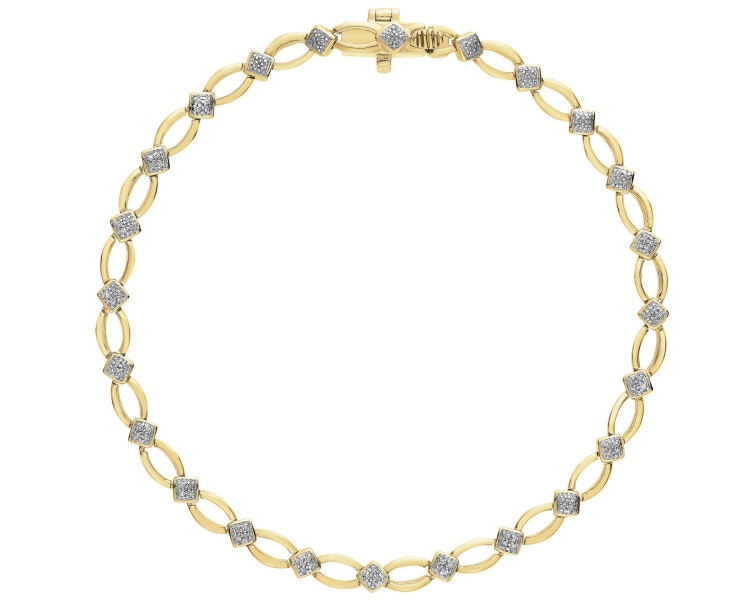 Bransoletka z żółtego złota z diamentami - 0,10 ct - próba 585