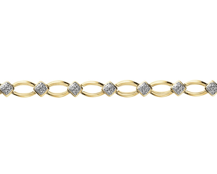 Bransoletka z żółtego złota z diamentami - 0,10 ct - próba 585