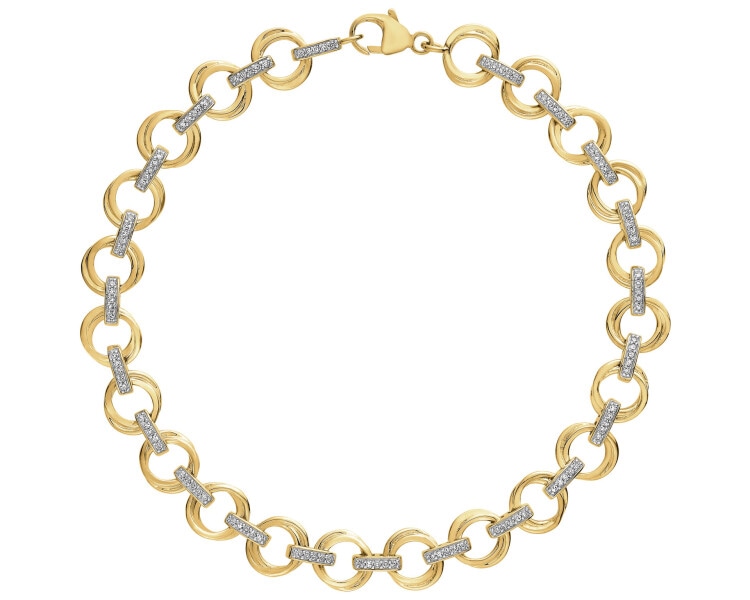 Bransoletka z żółtego złota z diamentami - koła - 0,23 ct - próba 585