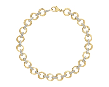 Zlatý náramek s diamanty - kruhy - 0,23 ct - ryzost 585