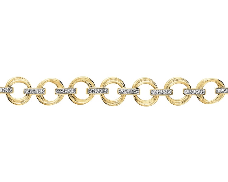 Bransoletka z żółtego złota z diamentami - koła - 0,23 ct - próba 585
