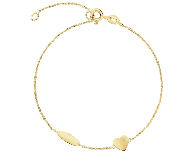 14 K Yellow Gold Bracelet with Diamond - 0,003 ct - fineness 14 K