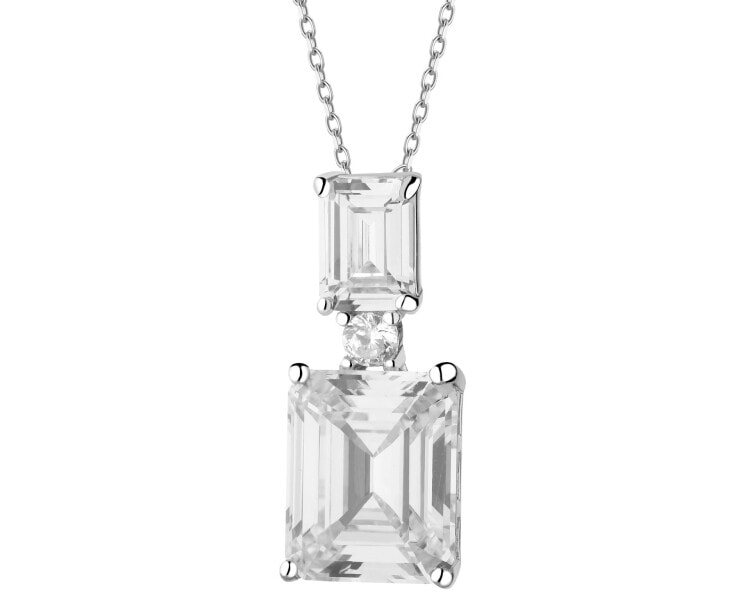 Rhodium Plated Silver Pendant with Cubic Zirconia