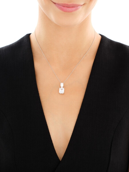 Rhodium Plated Silver Pendant with Cubic Zirconia