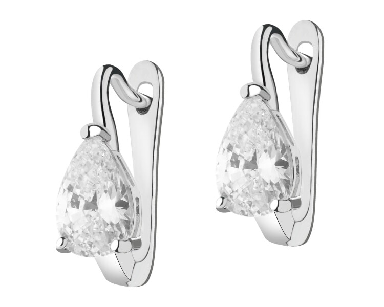 Rhodium Plated Silver Earrings with Cubic Zirconia