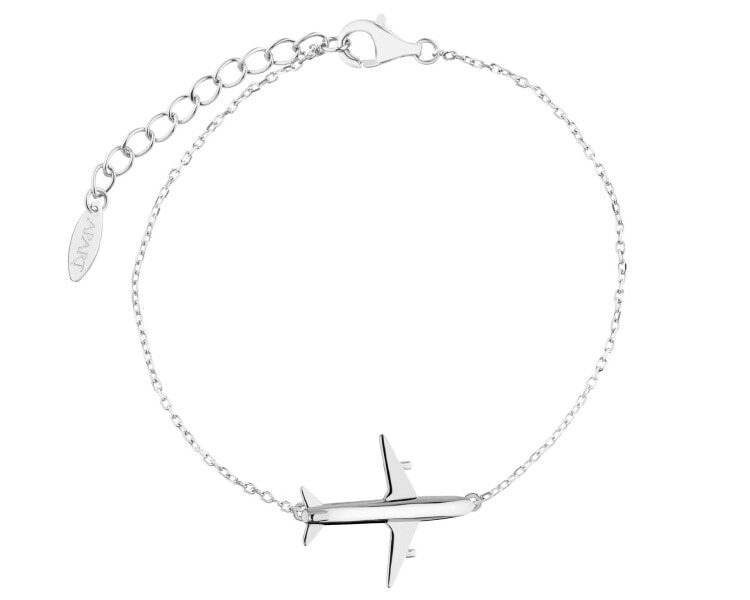 Bransoletka srebrna - samolot