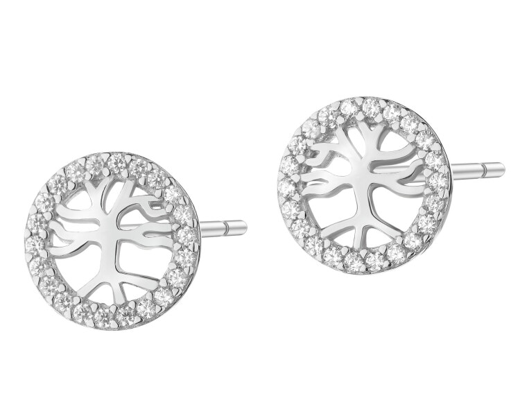 Kolczyki srebrne z cyrkoniami - drzewka
