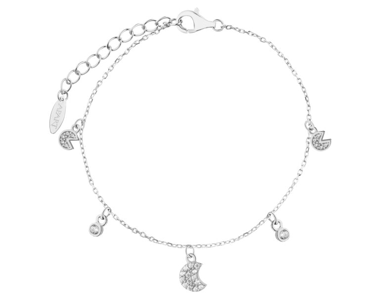 Rhodium Plated Silver Bracelet with Cubic Zirconia