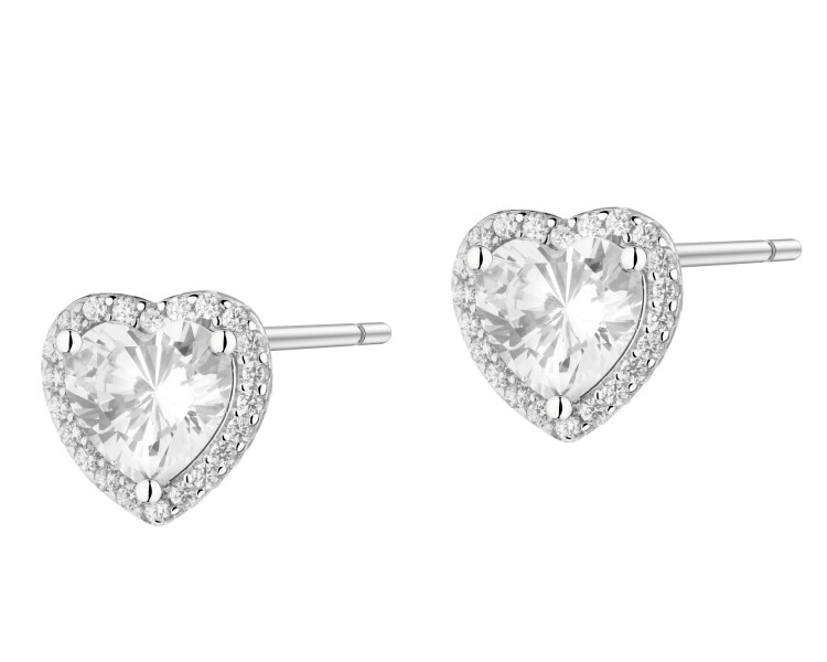 Kolczyki srebrne z cyrkoniami - serca