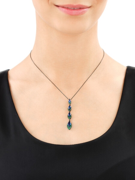 Silver Plated With Black Rhodium Pendant with Cubic Zirconia