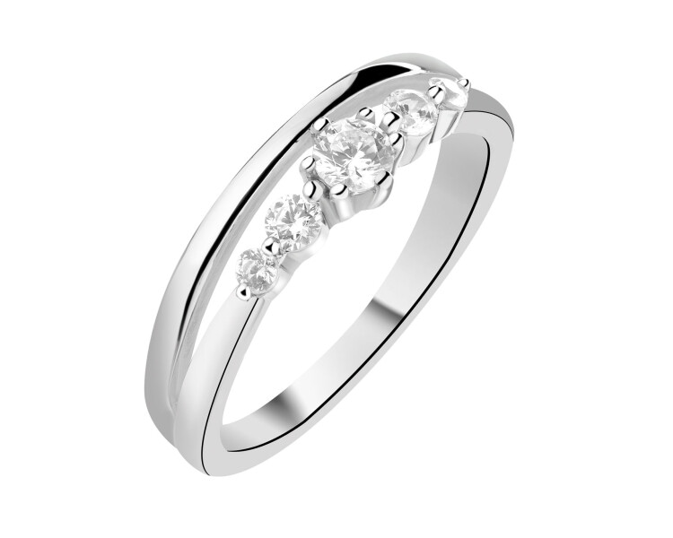 Rhodium Plated Silver Ring with Cubic Zirconia