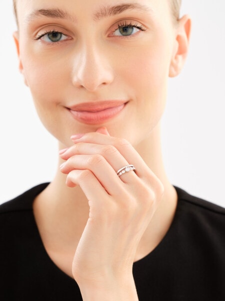 Rhodium Plated Silver Ring with Cubic Zirconia