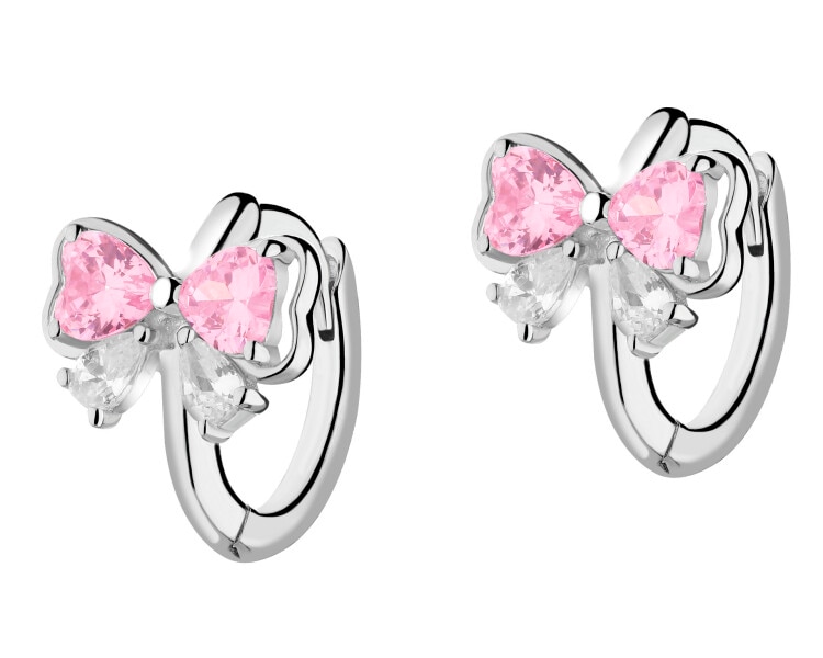 0201♡ Kolczyki srebrne z cyrkoniami - kokardki - Nr wzoru AP541