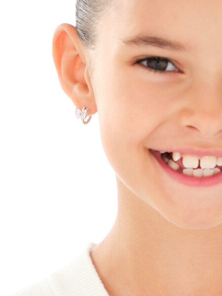 Kolczyki srebrne z cyrkoniami - kokardki