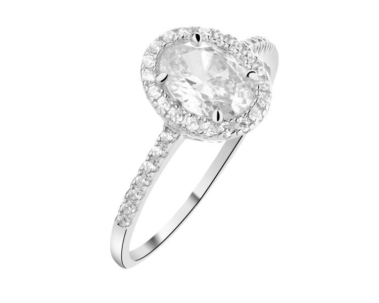 Rhodium Plated Silver Ring with Cubic Zirconia