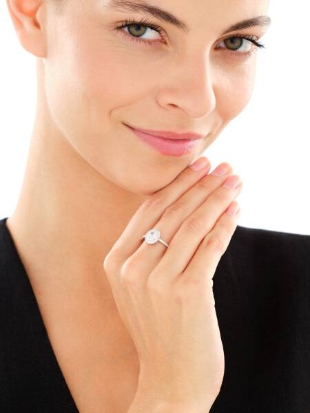 Rhodium Plated Silver Ring with Cubic Zirconia