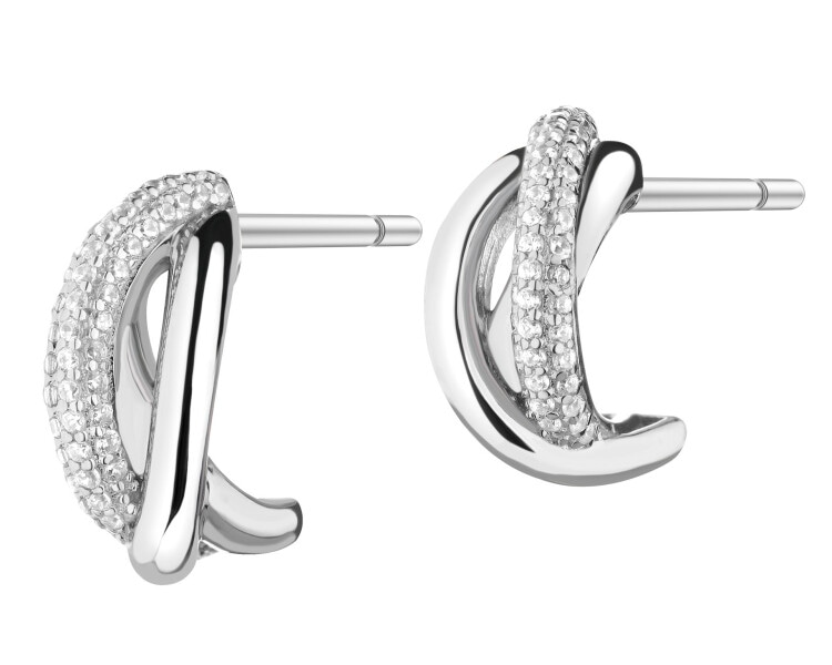 Rhodium Plated Silver Earrings with Cubic Zirconia
