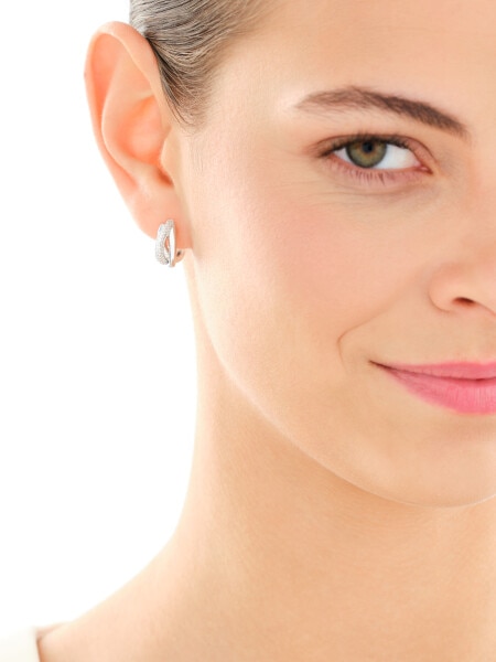 Rhodium Plated Silver Earrings with Cubic Zirconia