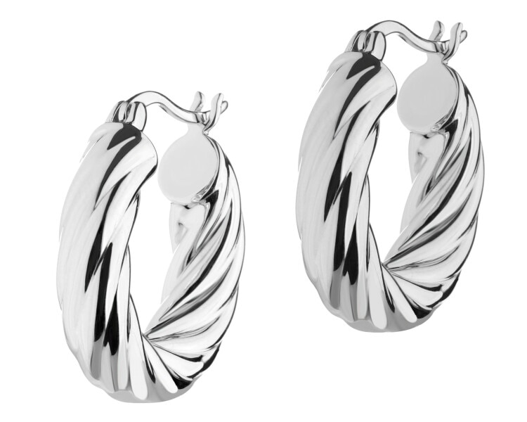 Rhodium Plated Silver Hoop Earring
