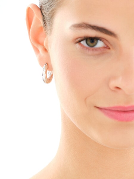 Rhodium Plated Silver Hoop Earring