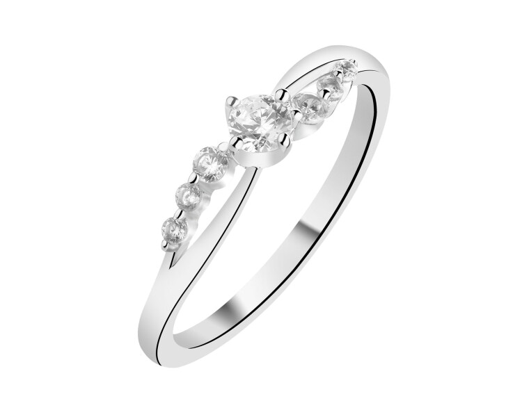 Rhodium Plated Silver Ring with Cubic Zirconia