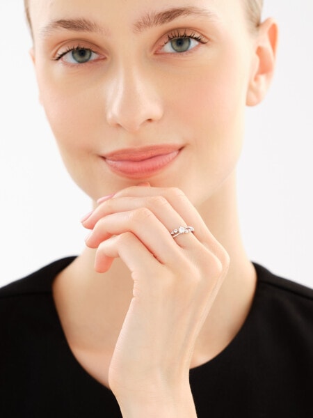 Rhodium Plated Silver Ring with Cubic Zirconia