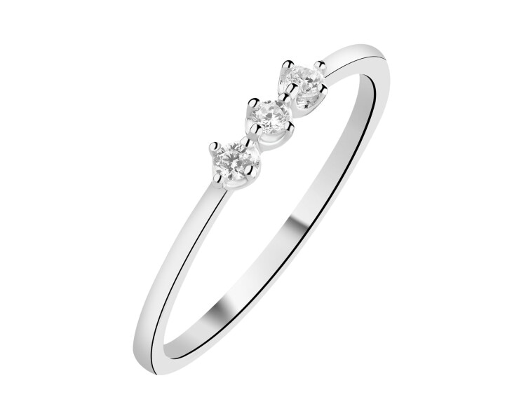 Rhodium Plated Silver Ring with Cubic Zirconia