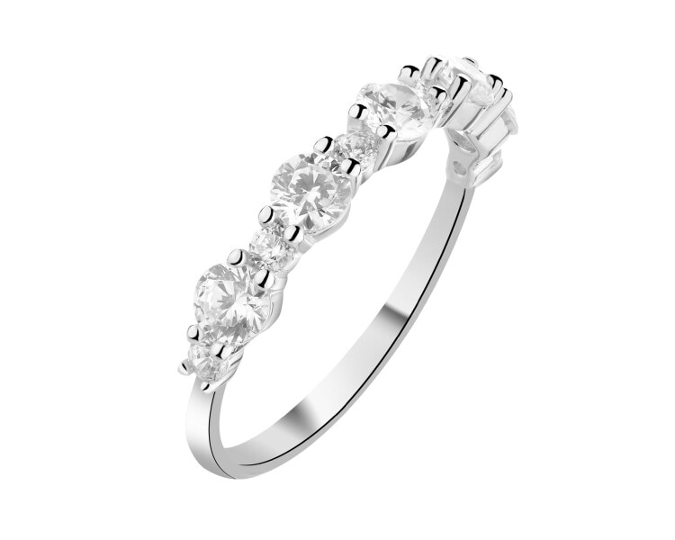 Rhodium Plated Silver Ring with Cubic Zirconia