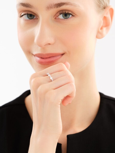 Rhodium Plated Silver Ring with Cubic Zirconia