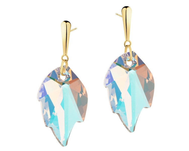 14 K Yellow Gold Dangling Earring with Synthetic Crystal