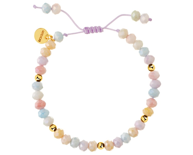 Bransoletka z mosiądzu pozłacana ze szklanymi detalami