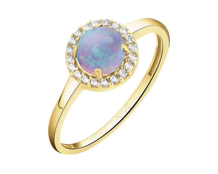 Zlatý prsten s opalitem a zirkony