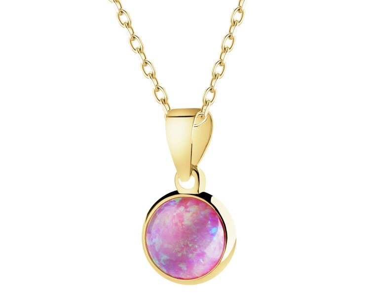 14 K Yellow Gold Pendant with Synthetic Opal
