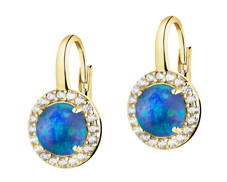 Zlaté náušnice s opality a zirkony