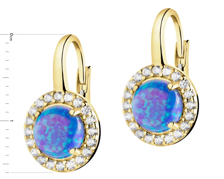 Złote kolczyki z opalitami i cyrkoniami